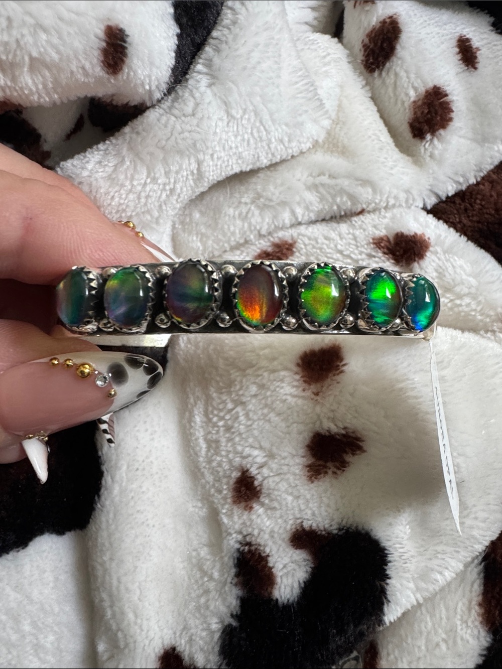 Sterling Silver Multistone Bracelet with aurora Opal